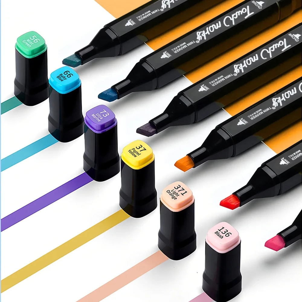 MARCADORES 80 COLORES DOBLE PUNTA, FINA Y BISELADA CON ESTUCHE 