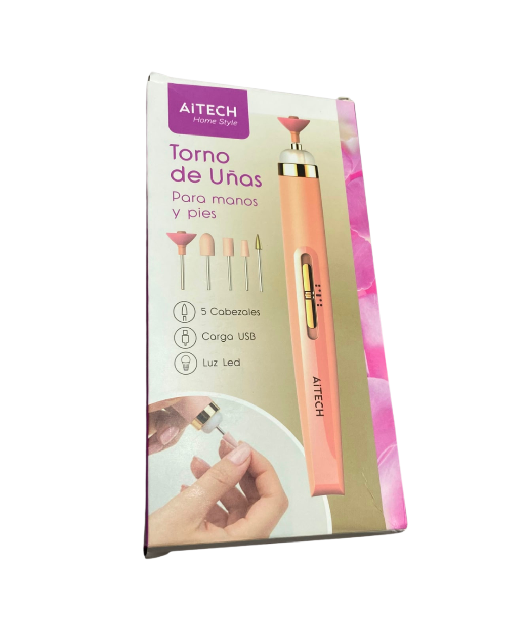 TORNO ELECTRICO DE UÑAS PORTATIL 5 PIEZAS BLANCO