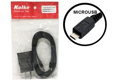 CARGADOR 220V 5V 2A USB H CON CABLE MICROUSB KOLKE NEGRO EN BOLSA