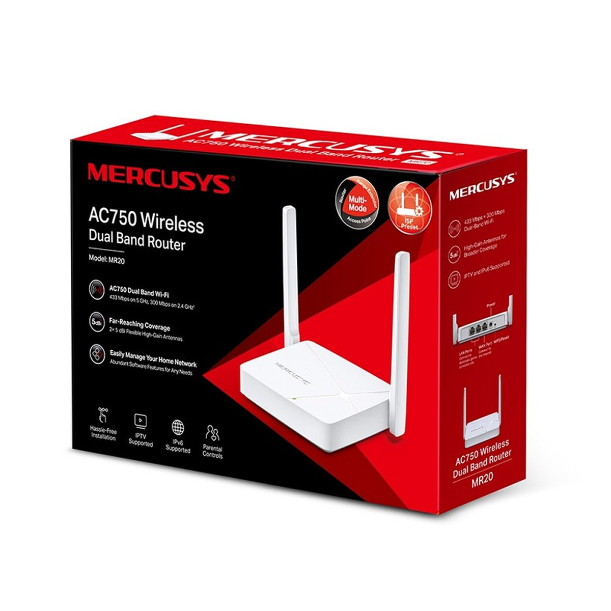 ROUTER WIFI MERCUSYS MR20 AC750 DUAL BAND