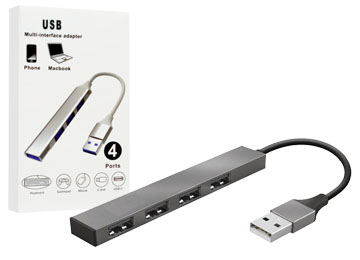 HUB USB 4 PUERTOS USB H 2.0 SIMIL METALICO