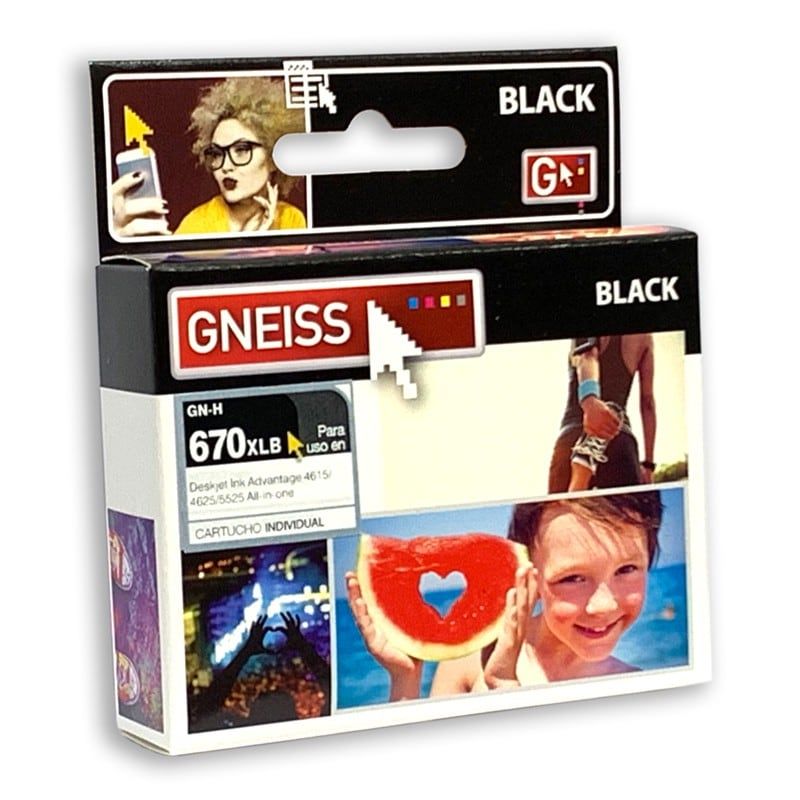 Cartucho Gneiss HP 670xl Alternativo Black