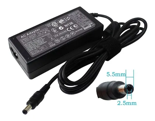 CARGADOR NOTEBOOK COMP. TOSHIBA 5.5 X 2.5 MM SHURE 65W-2