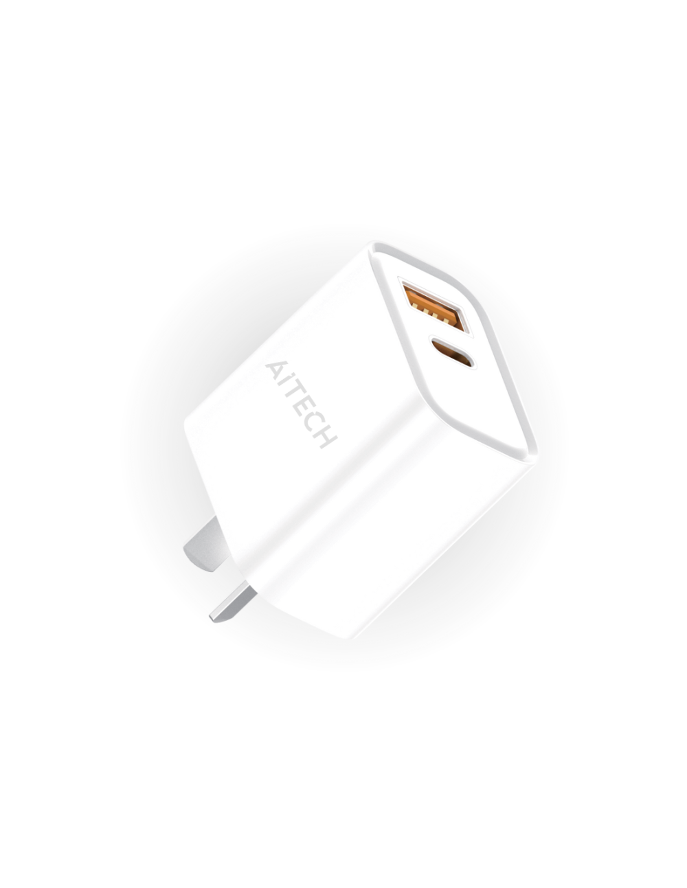Cargador De Pared Aitech Carga Super Rápida 45W Usb + Usb-C Blanco