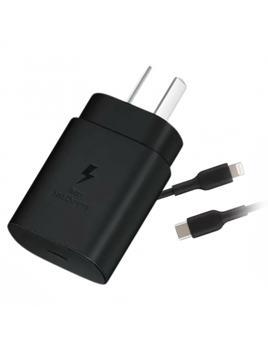 Cargador De Pared Aitech Carga Rápida 25W Cable Tipo C A Iphone Negro