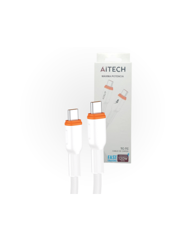 Cable Aitech Carga Rápida 120W Tipo C A Tipo C Blanco