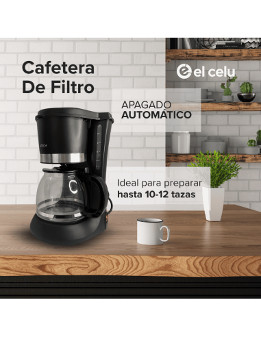 Cafetera De Filtro Aitech 1.2Lts Automática 12 tazas Negra