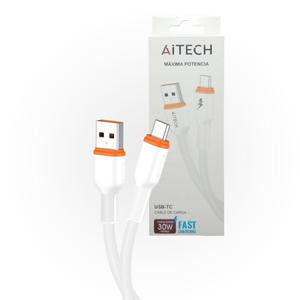 ABLE USB AITECH CARGA RÁPIDA 30W TIPO C 1M BLANCO