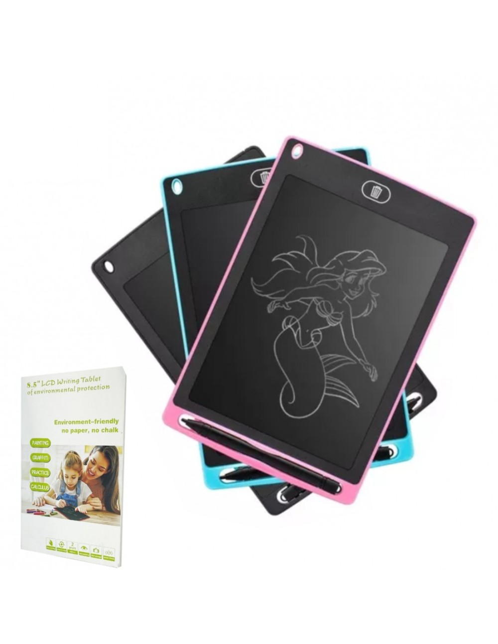 Pizarra Mágica Con 7 Lapiceras Lcd 8" Para Niños Colores Surtidos