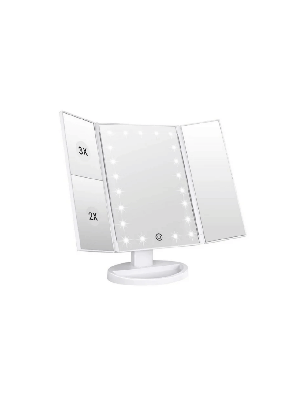 ESPEJO TRIPLE MAQUILLAJE AITECH CON LUZ LED CARGA USB COLORES SURTIDOS