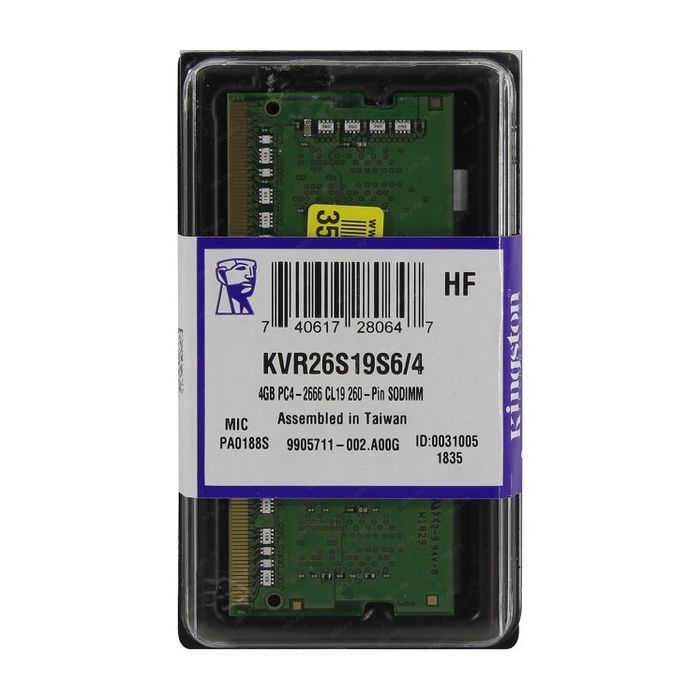 MEMORIA SODIMM DDR4 KINGSTON 4GB 2666MHZ