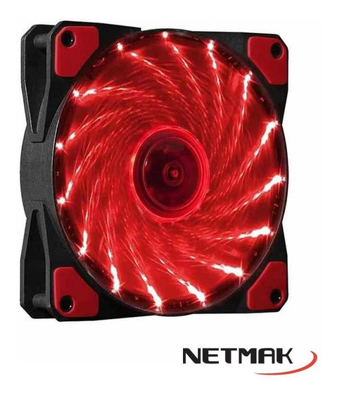 FAN COOLER 12CM CON 15 LEDS ROJO NM-12025R